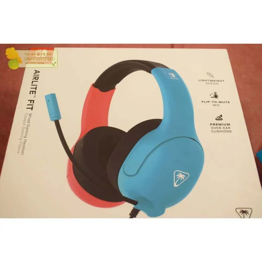 Turtle Beach Nintendo Switch Airlite Fit Wired Gaming Headset Neon Blue/Red